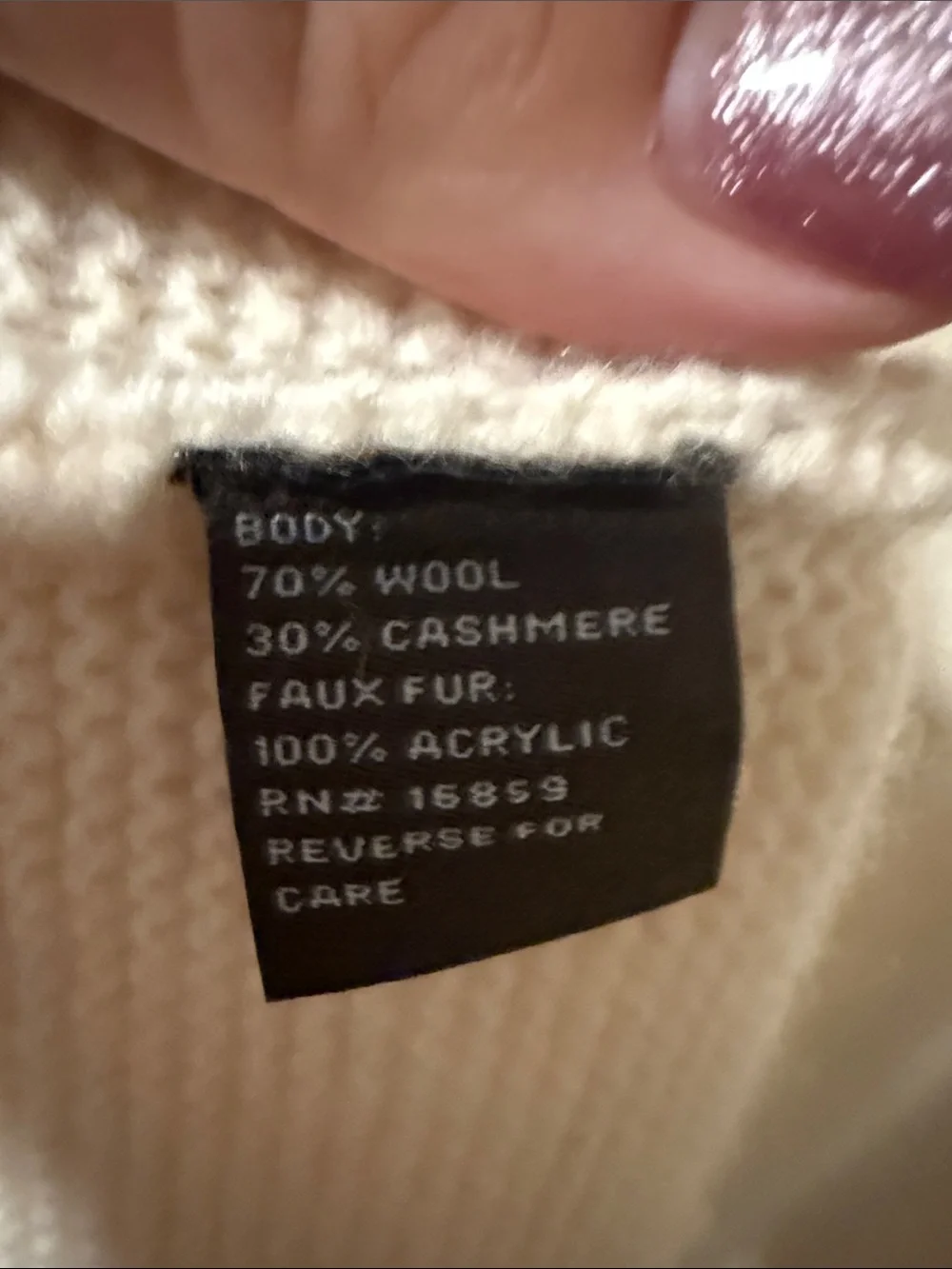 J. McLaughlin Cream Faux-Fur Trim Open Front Cardigan size small